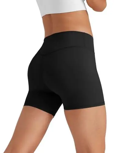 Produktbild: Glacspyg Radlerhose Damen Kurze Sporthose V-Taille High Waist Gym Shorts Kurze Leggings für Yoga Gym Fitness Laufen Schwarz XS