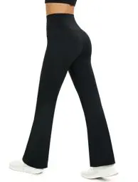 Produktbild: Glacspyg Yogahose Damen Flared Sporthose Hohe Taille Schlaghose mit Bauchkontrolle Trainings Fitness Jogginghose Schwarz S