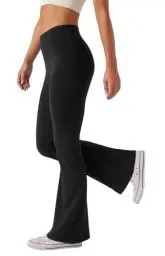 Produktbild: Glacspyg Yogahose Damen High Waist Schlaghose Bootcut Flared Leggings Bauchtraining Elastische Freizeit Laufhose Schwarz XS