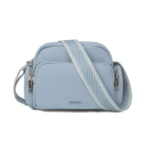 Produktbild: Gladdon Umhängetasche Damen, Schultertasche mit Reißverschluss, Crossbody Bag, Leder handtasche klein, Breite Schultergurte Jacquard-Gewebe