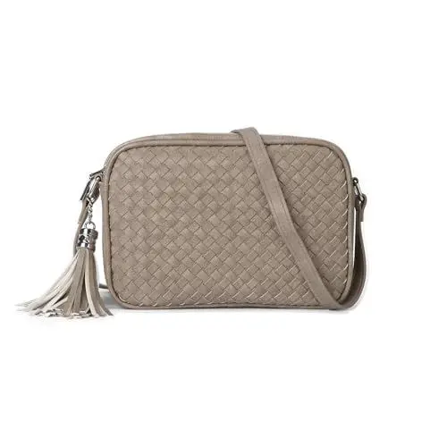 Produktbild: Gladdon Umhängetasche Damen klein,Kleine Handtasche Damen,Elegante geflochtene Umhängetasche mit Quasten