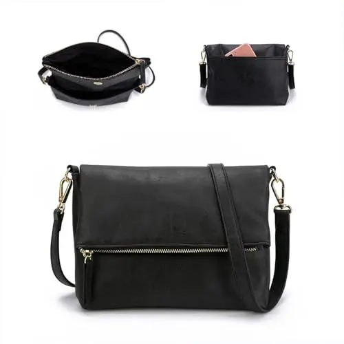 Produktbild: Gladdon Umhängetasche damen,Schultertasche mit Reißverschluss, Crossbody Tasche, Leder Handtasche Klein, Daypack…