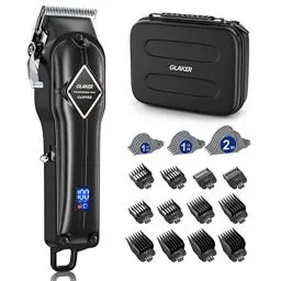 Produktbild: GLAKER Haarschneider Haarschneidemaschine Profi Haarschneider Herren Haartrimmer Bartschneider Kabelloses Clipper Haarschneidermit 15 Führungskämmen Tragetasche, Geschenk für Männer