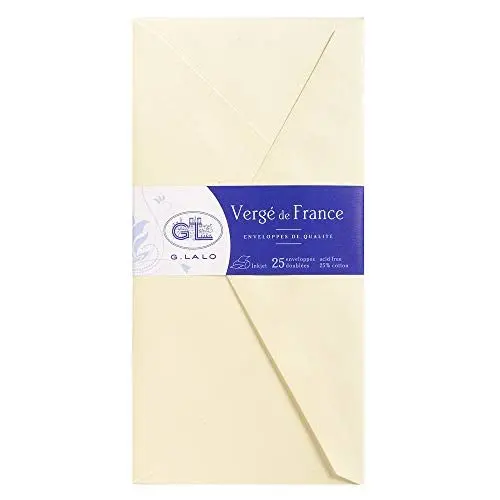 Produktbild: G.Lalo 22716L Umschläge Vergé de France (perfekt für Ihre Einladungen, DL, 11 x 22 cm, 25 Umschläge, elfenbein)