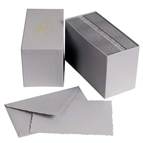Produktbild: G. Lalo 92328L - Korrespondenz-Set ''Mode de Paris'' mit 30 Karten 9,7x15,2 cm, 300g und 30 Umschläge, gefüttert, mit Büttenrand, 10x15,8 cm, 1 Set, Mausgrau