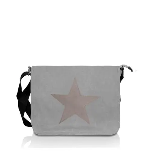 Produktbild: Glamexx24 Tasche Handtaschen Schultertasche Umhängetasche mit Stern Muster Tragetasche TE201620, B x H x T : 37 x 27x 5-11cm, Farbe: 23110 Dunkelgrau