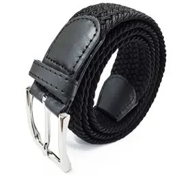 Produktbild: Glamexx24 Unisex Elastischer Stoffgürtel Geflochtener Stretchgürtel Dehnbarer Gürtel für Damen und Herren, Schwarz, 105cm