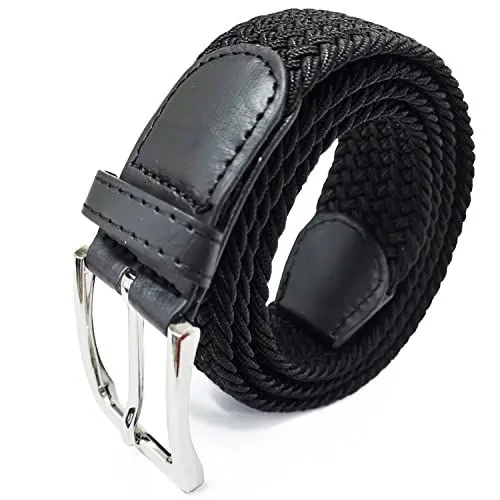 Produktbild: Glamexx24 Unisex Elastischer Stoffgürtel Geflochtener Stretchgürtel Dehnbarer Gürtel für Damen und Herren, Schwarz, 105cm
