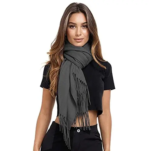 Produktbild: Glamexx24 Schal Damen Winterschal Gefühl Langer Schal mit Fransen Baumwolle Warm Herbst Winter Unifarben Deckenschal und Tücher 200 x 74 cm
