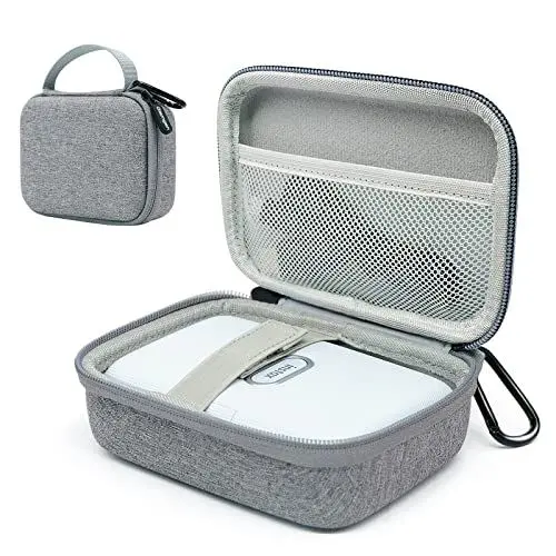 Produktbild: Glamgen Mini-Tasche für Liplay, Harte Reisetasche für Mini-Drucker stoßfest Fujifilm Link Portable Liplay Smartphone Drucker Tragetasche mit Mesh Pockect, grau