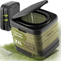 Produktbild: GLAMPmania Campingtoilette XXL - Klappbar (Komfort+) für Tüten I Camping Toilette WC Klo - Camping Festival Ausflüge Angeln - Style Round