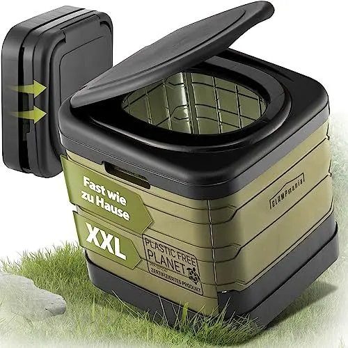 Produktbild: GLAMPmania Campingtoilette XXL - Klappbar (Komfort+) für Tüten I Camping Toilette WC Klo - Camping Festival Ausflüge Angeln - Style Round