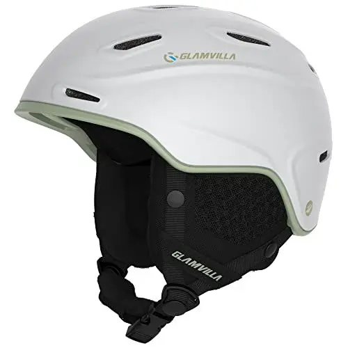 Produktbild: GLAMVILLA Skihelm Snowboardhelm für Damen/Herren, Verstellbar Unisex Schutzhelm für Skifahren/Snowboarden,Schneesporthelm mit Verstellbares Belüftungssystem (M, Weiß)