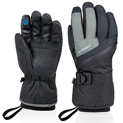 Produktbild: GLAMVILLA Warme Winterhandschuhe Skihandschuhe für Damen/Herren, Wasserdicht Handschuhe für Skifahren/Snowboard/Fahren/Wandern mit Touchscreen