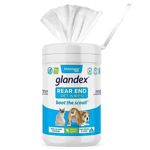 Produktbild: Glandex® Wischtücher für Hunde, Katzen und Haustiere Reinigen desodorierende hygienische Pflegetücher für Analdrüsen (75ct Kanister)