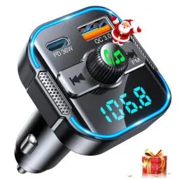 Produktbild: Glangeh 2-in-1 Bluetooth Adapter Auto & Schnelles Autoladegerät (PD 36W & QC3.0 18W) - Neuester FM Transmitter Auto Bluetooth 2024 mit Dual Mikrofon, unterstützt Siri-Assistent & Freisprecheinrichtung