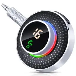 Produktbild: Glangeh Bluetooth 5.3 Adapter Auto, (Erweitertes Mikrofon und LED-Digitalanzeige) Aux Bluetooth Adapter, Kabelloser 3,5mm Bluetooth Empfänger für Autoradio/Heimstereoanlage, Unterstützt Siri