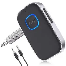 Produktbild: Glangeh Bluetooth Adapter Auto, Upgraded Bluetooth 5.0 Lärmminderung 3,5mm Aux Bluetooth Adapter, 16H Standby Bluetooth Adapter aux für Auto Audio System, Kopfhörer, Speaker, Stereo-Endstufen