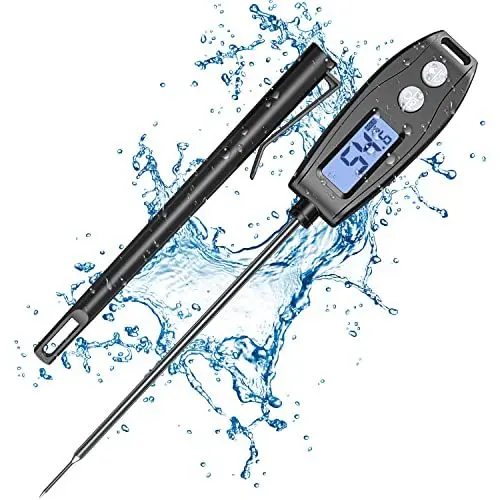 Produktbild: Glangeh Grillthermometer, Sofort Lesbares Fleischthermometer Digitales mit Wasserdichter IP66-Zertifizierung, Hintergrundbeleuchtetem LCD-Bildschirm und 5,2-Zoll-Langer Sonde Temperaturmessgerät