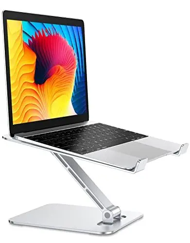 Produktbild: Glangeh Laptop-Ständer, Aluminium, belüftet, ergonomisch, verstellbar, rutschfest, faltbar, kompatibel mit MacBook Lenovo, Dell, HP, Plus, Laptops 10-16 Zoll