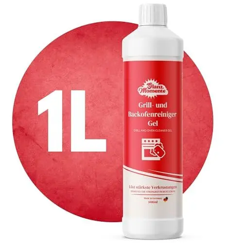 Produktbild: GLANZMOMENTE ® Grill- und Backofenreiniger Gel - 1000ml - Wirkt gegen stärkste Verschmutzungen Geeignet für Backofen, Grill, Kaminscheiben, Bleche-Biologisch abbaubar - Ohne Chlor & Bleichmittel
