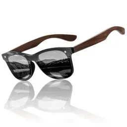 Produktbild: Glapeame Sonnenbrille-Herren-Holzbein-Polarisierte-Walnuss-Sonnenbrillen-Damen-Sunglasses-Men-Sonnen brille-Women-UV400 Schutz-Retro-Schwarze Sonnenbrille-für Angeln-Camping,7