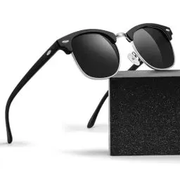 Produktbild: Glapeame Polarisierte-Sonnenbrille-Herren-Halbrahmen-Sonnenbrillen-Damen-Sunglasses-Men-Women-Sonnenbrille-Schwarz-UV400 Schutz-Retro-für Outdoor-Camping-Reise,1