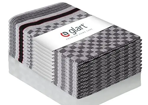 Produktbild: Glart 48GS 10er Set Premium Grubentücher, Geschirrtücher Küchentücher Geschirrhandtücher Küchenhandtücher, 100% Baumwolle OEKO-TEX, 45x90 cm, schwarz, vorgewaschen