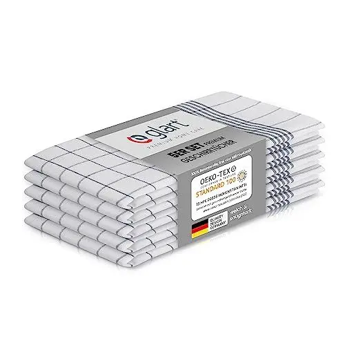 Produktbild: Glart 48KG1 5er Set Geschirrtücher Küchentücher Geschirrhandtücher Küchenhandtücher, 50x70 cm, 100% Baumwolle OEKO-TEX, grau kariert, vorgewaschen