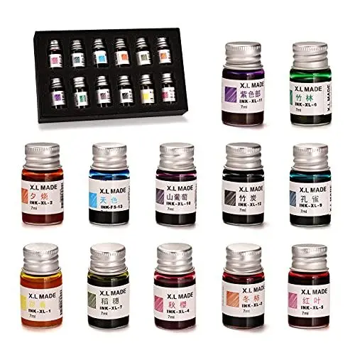 Produktbild: Glas Dip Pen Ink Set, kalligraphie tinte set, 12 bunten Tinten, Kaligraphie-Sets für Kunst, Schreiben, Unterschriften, Dekoration, Geschenk