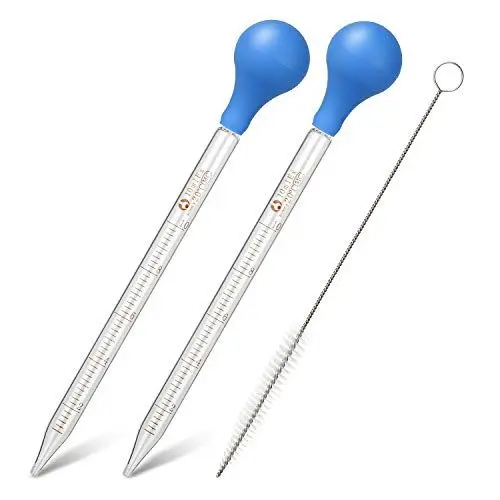 Produktbild: Glas Pipette Dropper 10ml Tropfpipette Flüssigkeiten Messpipette mit Gummi-pipettierball x 2 + Reinigungsbürste x1