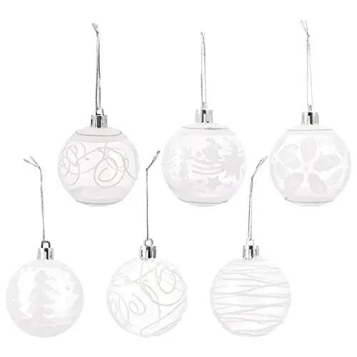 Produktbild: Glas Weihnachtskugeln Transparente Christbaumkugeln Weihnachtsanhänger: 6 Stücke Weihnachten Baumschmuck 5. 5cm Baumkugeln Weihnachtsbaum Kugeln Xmas Deko Außen Glaskugeln Weihnachtsdeko Anhänger