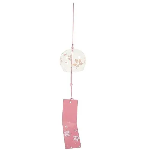 Produktbild: VOSAREA Glas Japanisches Windspiel: Rosa Japanische Windglocken Glas Garten Windspiel für draußen hängend Balkon Geburtstagsgeschenk