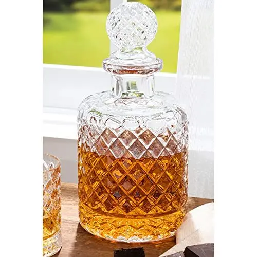 Produktbild: Glasdeckelkaraffe, handgefertigter Whisky-Service, Krug, Schnapsflasche, Getränkebar, Kristallkaraffe, Heimdekoration, Wasserkrug, Timeless Special Series (1250 ml) (Ball-Haube)