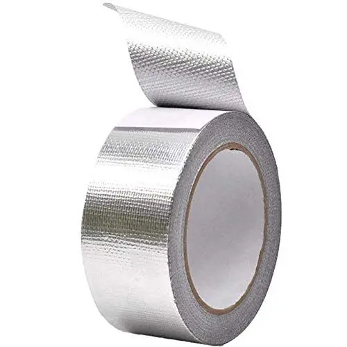 Produktbild: DINGJIE Glasfaser Aluminiumfolie Klebeband 5CM x 25M, Kanal-Isolierband Hochtemperatur Heavy Duty Metal Tape Verstärktes Aluminium-Folienband Wasserdichtes Klebeband Thermoshield Hitzeschutzband
