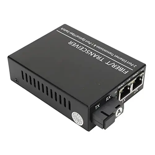 Produktbild: Glasfaser Transceiver, TX 1310nm/RX1550nm SC Single Fiber Singlemode RJ45 Port Glasfaser Transceiver mit LED Anzeige, 2 Ports Ethernet Übertragung & 1 Port Glasfaserschalter