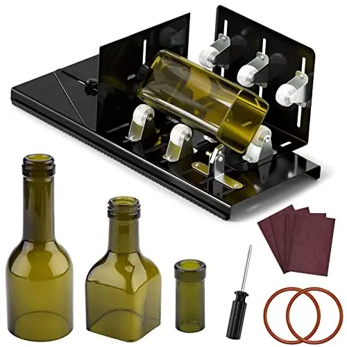 Produktbild: Glasflaschenschneider, Fixm Flaschenschneider Verbesserte Version, Runde, Quadratische Flaschen und Flaschenhälse, Geeignet für Wein-, Bier-, Whisky-, Sekt-, Wasser- und Limonadenflaschen (Schwarz)
