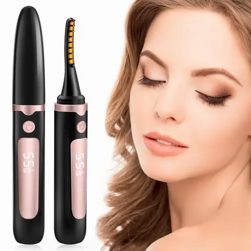 Produktbild: GlasFlength Beheizbare Wimpernzange, Elektrische Beheizte Eyelash Curler USB-C Wiederaufladbare Schnelles Aufheizen Wimpernbürste Anti-Verbrennung mit 4 Temperaturmodi für alle Wimpern (Schwarz)