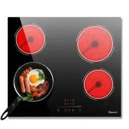 Produktbild: Glaskeramikkochfeld 4 Platten 6000W, Kochfeld 4 Platten 60cm, Herdplatte 4 Kochfelder Einbau 220V, Funktion Pausieren, 9-Leistungsstufen, Timer, Anti-Touch-Funktion, Disaenvir