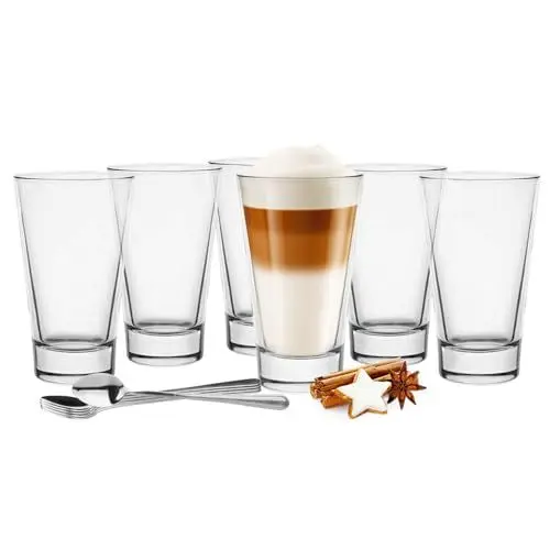 Produktbild: Glasmark KROSNO 1992 Gläser-Set Latte Macchiato 6-teilig Trinkgläser Kaffeegläser Wassergläser Glas für Kaffee Kaffeeglas Trinkglas Spülmaschinenfest 6x300 ml
