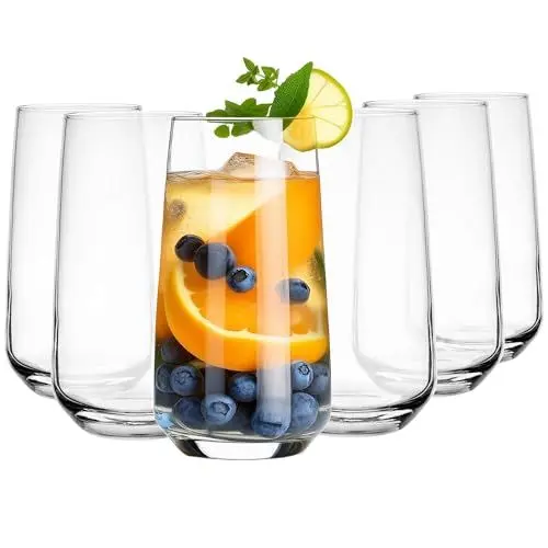 Produktbild: Glasmark KROSNO 1992 Trinkgläser Set Longdrinkgläser 6 Stück 430 ml Gläser Wassergläser Cocktailgläser Highball Glas Spülmaschinenfest