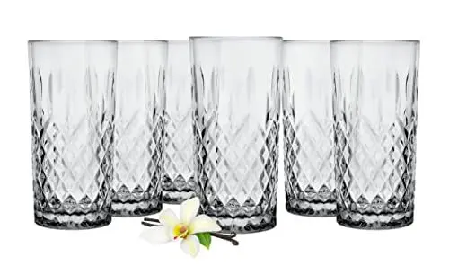 Produktbild: Glasmark Krosno Wassergläser Gläser Trinkgläser Set Longdrink Cocktail Gin Wasser Longdrinkgläser Cocktailgläser Trinkglas Wasserglas Spülmaschinenfest Grau Mit Kristall Effekt 6 x 300ml