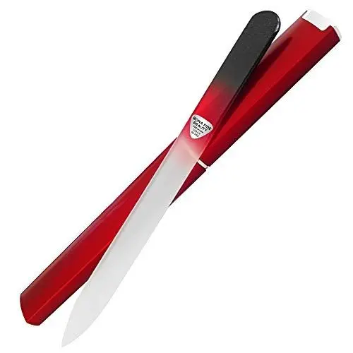 Produktbild: Glasnagelfeile mit Etui - Nagelfeile Glas aus Tschechischem Glas - Maniküre Glasfeile für Nägel, Präzisionsfeilen mit Glattem Finish - Bona Fide Beauty Premium Nagelfeile