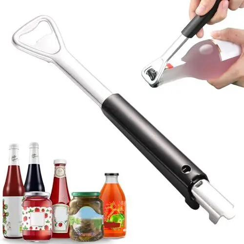 Produktbild: Glasöffner, Edelstahl Dosenöffner, Flaschenöffner Für Senioren, Verstellbarer Glasöffner für Schwache Hände, Geeignet Für Heimküchen, Camping, Picknicks Im Freien, Bars Und Restaurants