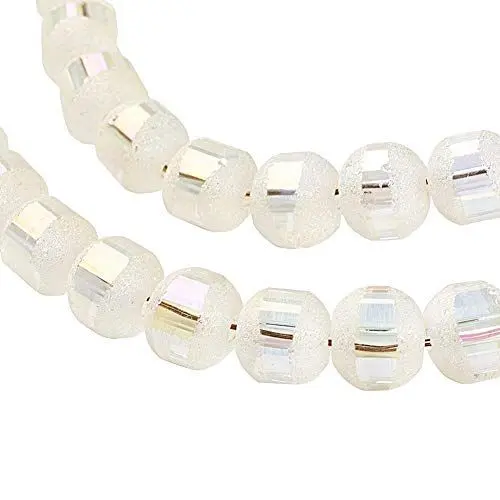 Produktbild: Glasperlen Galvanisierte 6mm Runde Matt perlen mit Silber plattiert 1 strang 100stk Regenbogen Effekt Perle mit Loch zum auffädeln (Weiss)