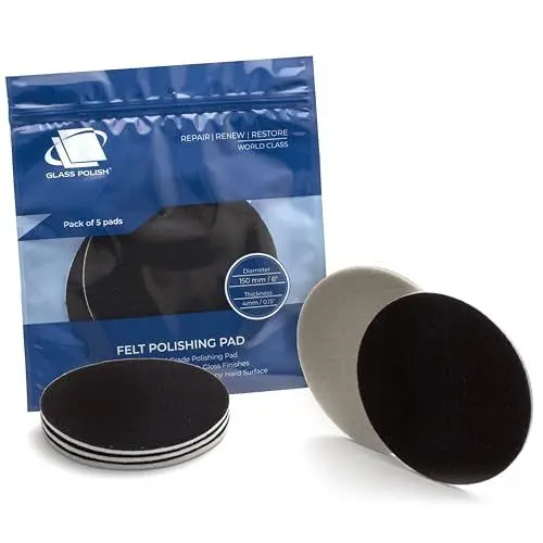 Produktbild: Glass Polish - 150 mm - Packung mit 5 Filz-Polierscheiben für Glas, Kunststoff, Metall, Marmor und mehr