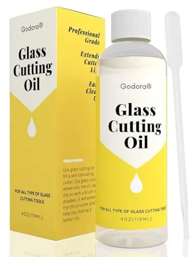 Produktbild: Glasschneideöl, geeignet für alle Glasschneidewerkzeuge, 118ml (4 oz) Glasschneideöl wird zum Schneiden von Glas, Buntglas, Glasflaschen, Fliesen und Spiegeln verwendet