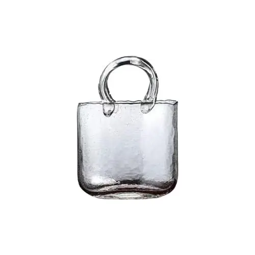 Produktbild: Fofetbfo Glas-Taschenvase für Blumen, Glasvase mit Elegantem Taschen-Design, Glasvasen, Fischschale, Klare Glasvase mit Griffen in Taschenform für Tischdekorationen bei Hochzeiten(#1)
