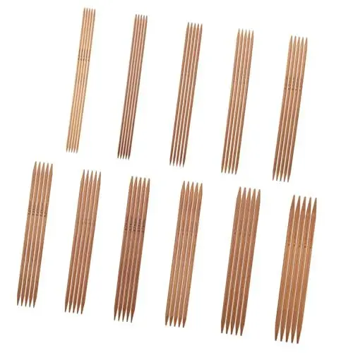 Produktbild: Glattes Doppelspitz-Stricknadelset aus Bambus, 11 Größen, 13 Cm (5,1 Zoll).