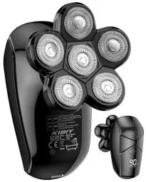 Produktbild: Glatzen Rasierer Herren elektrisch, Kibiy 5 in 1 LED Kopfrasierer für Glatze, IPX7 Wasserdichter Glatzen Rasierer Herren mit 6 rotierende Scherköpfe, Bart Nasenhaar Trimmer Pflege Kit, Typ-C Aufladbar